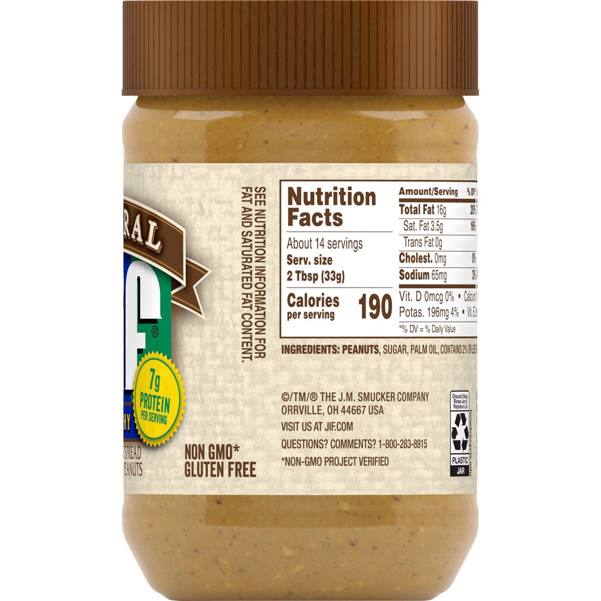slide 21 of 41, Jif Natural Crunchy Peanut Butter, 16 oz
