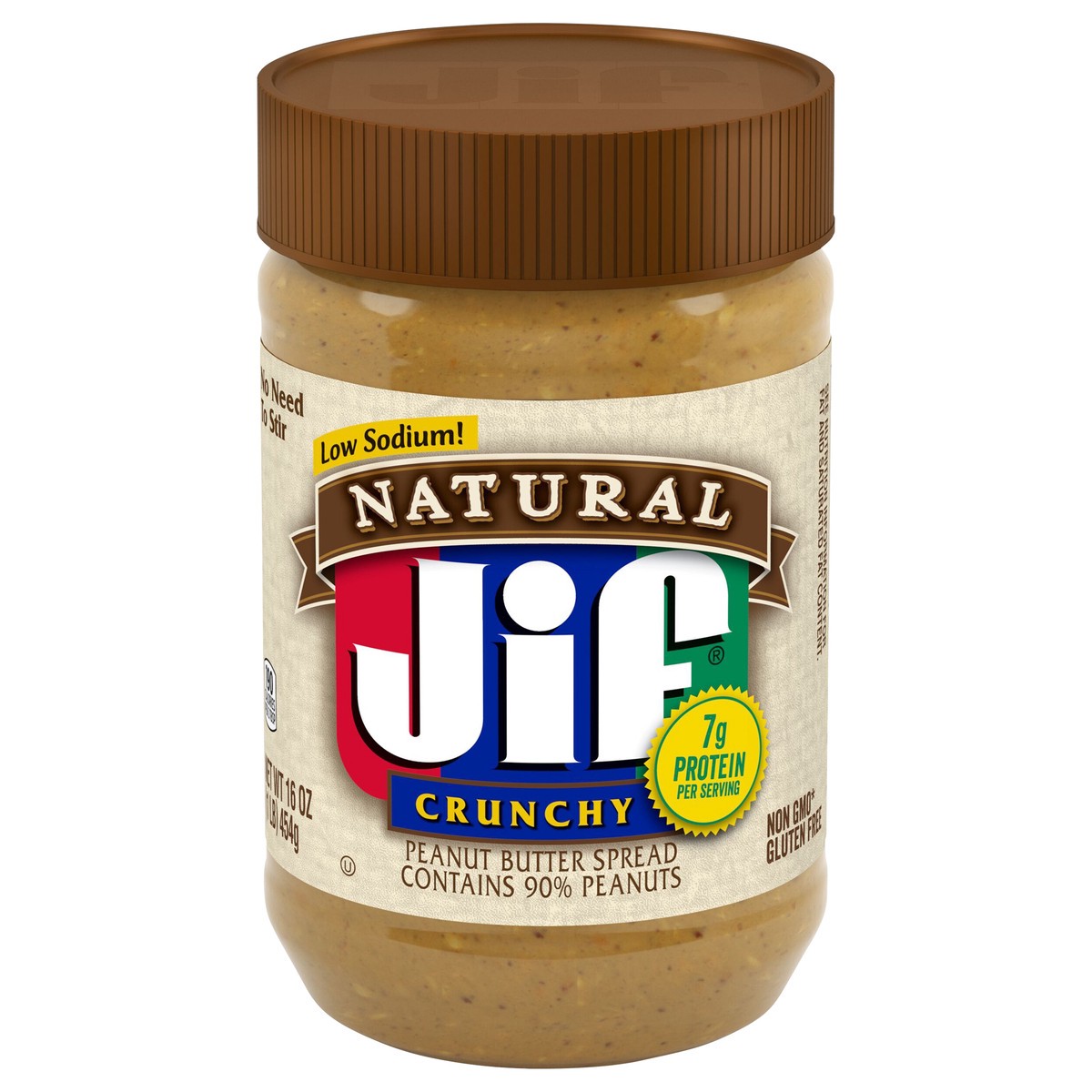 slide 1 of 41, Jif Natural Crunchy Peanut Butter, 16 oz