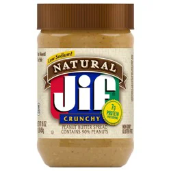 Jif Natural Crunchy Peanut Butter Spread – Contains 90% Peanuts, 16 Ounces