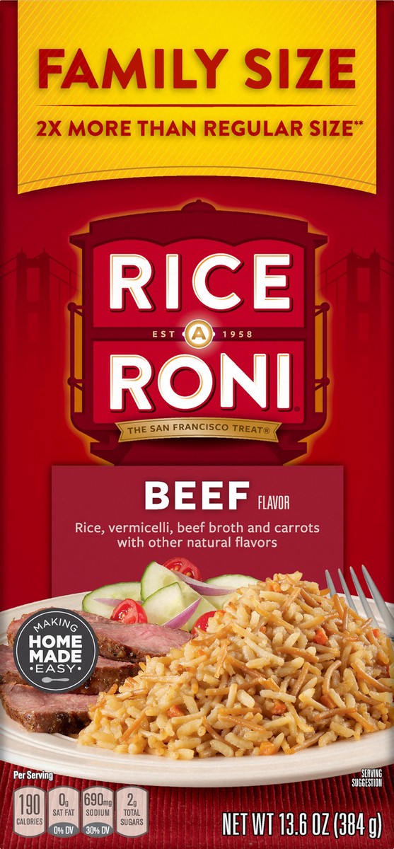 slide 2 of 9, Rice-A-Roni Family Size Beef Flavor Rice 13.6 oz, 13.6 oz