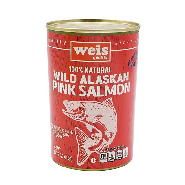 slide 1 of 6, Weis Quality 100% Natural Wild Alaskan Pink Canned Salmon, 14.75 oz