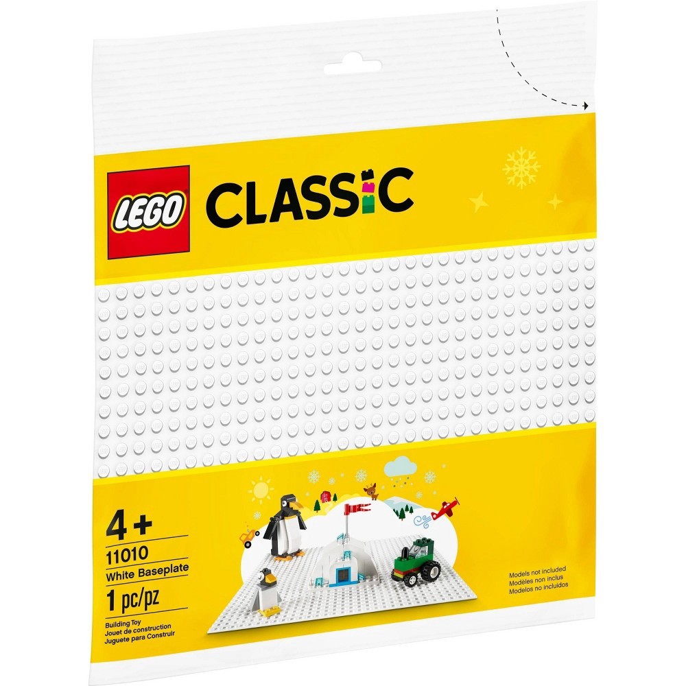 slide 4 of 9, LEGO Classic White Baseplate Creative Toy for Kids 11010, 1 ct