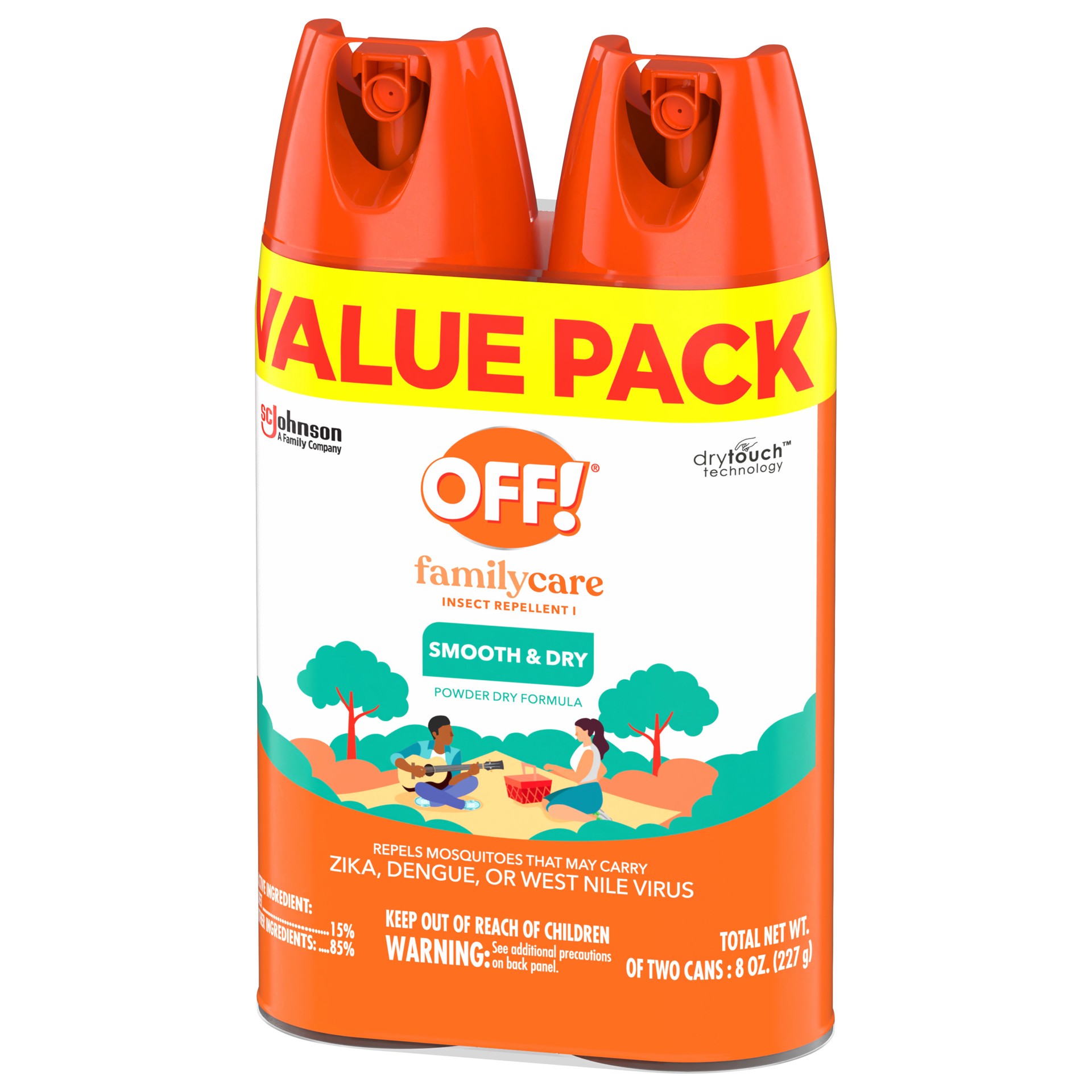 slide 4 of 5, OFF! FamilyCare Smooth & Dry Value Pack Insect Repellent I Value Pack Can 2 ea, 6 oz