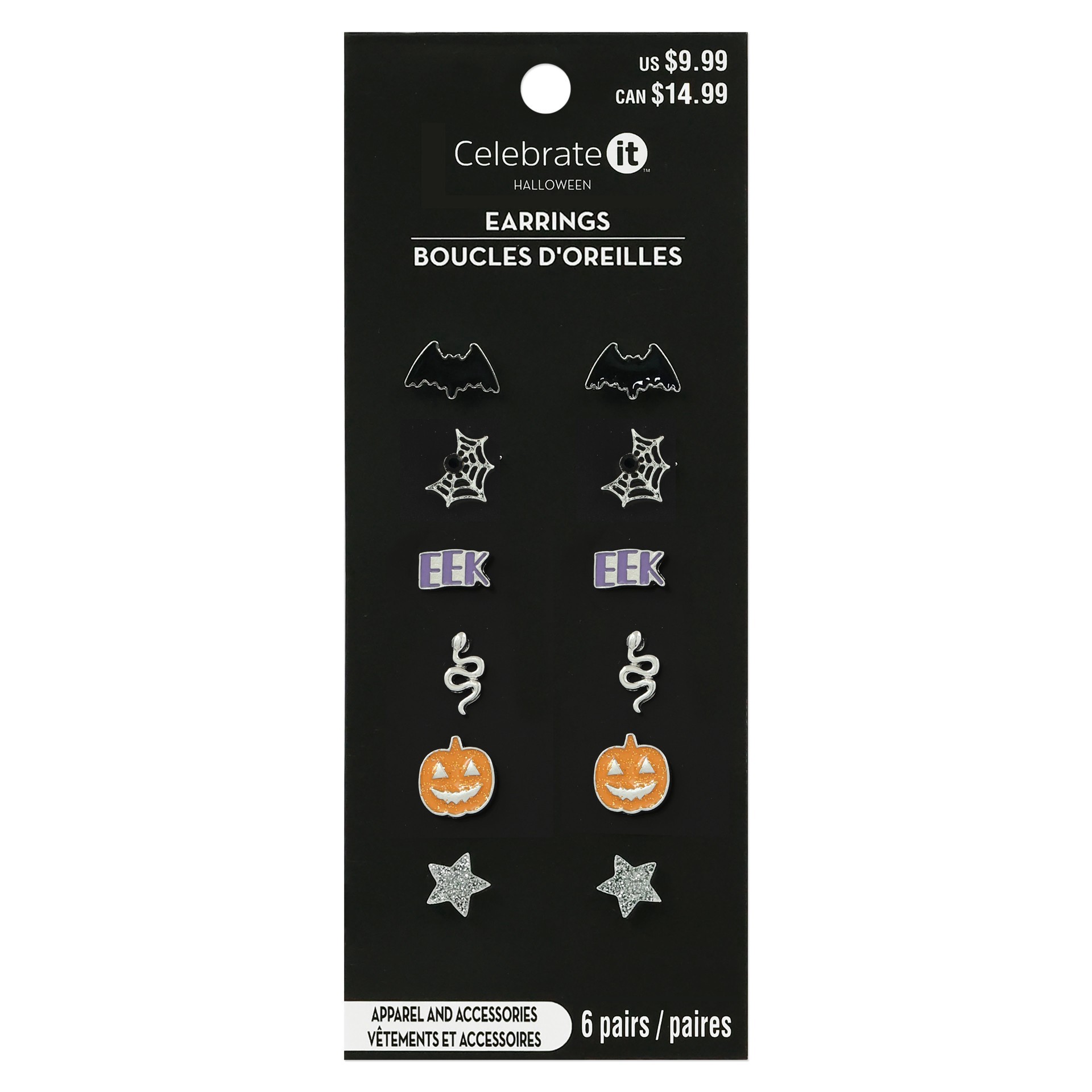 slide 2 of 3, Halloween Glitter Earring Value Pack By Celebrate It, 6 pairs of earrings