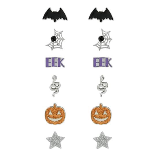 slide 1 of 3, Halloween Glitter Earring Value Pack By Celebrate It, 6 pairs of earrings