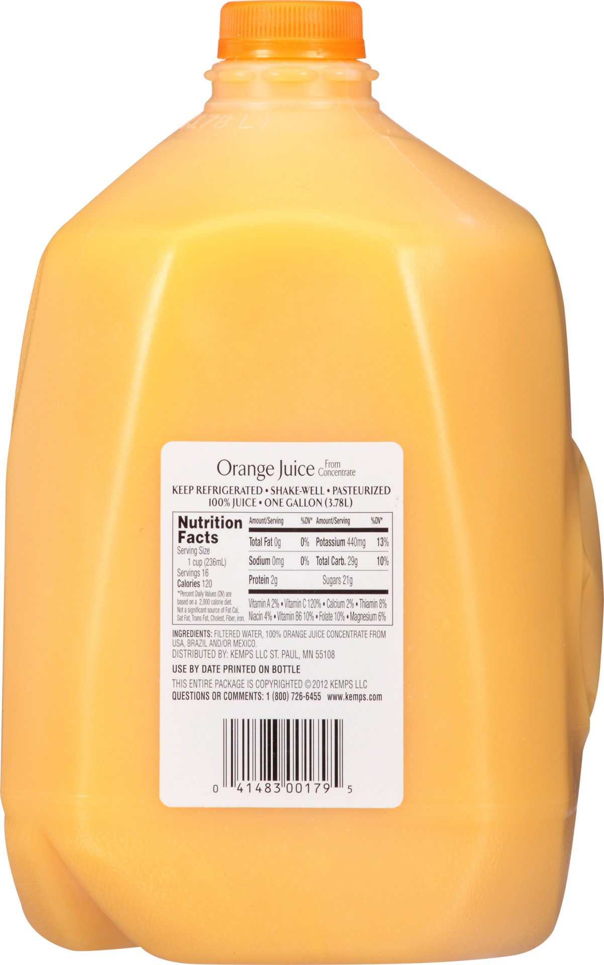 slide 5 of 8, Kemps 100% Pure From Concentrate Orange Juice, 1 gal