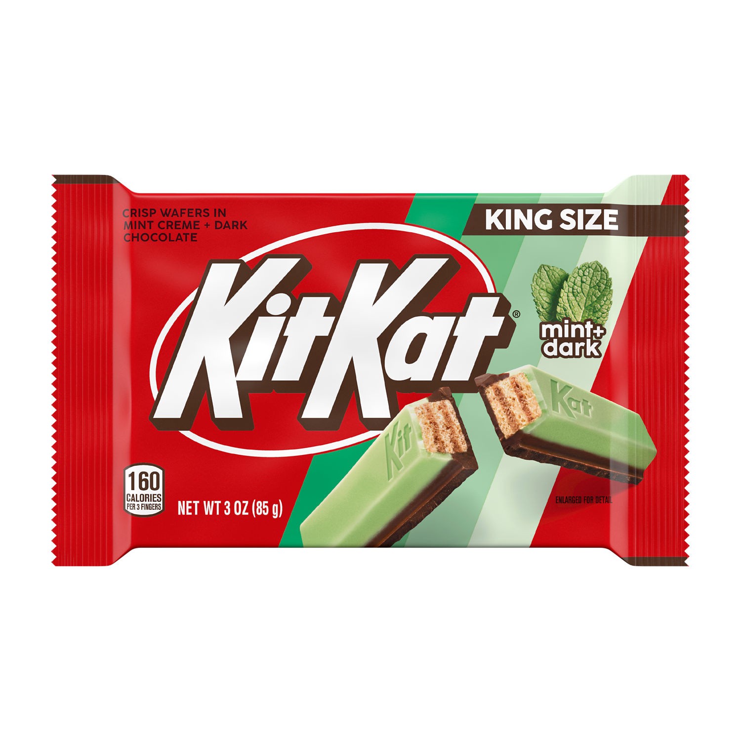 slide 1 of 8, KIT KAT DUOS Dark Chocolate Mint Wafer King Size, Candy Bar, 3 oz, 3 oz