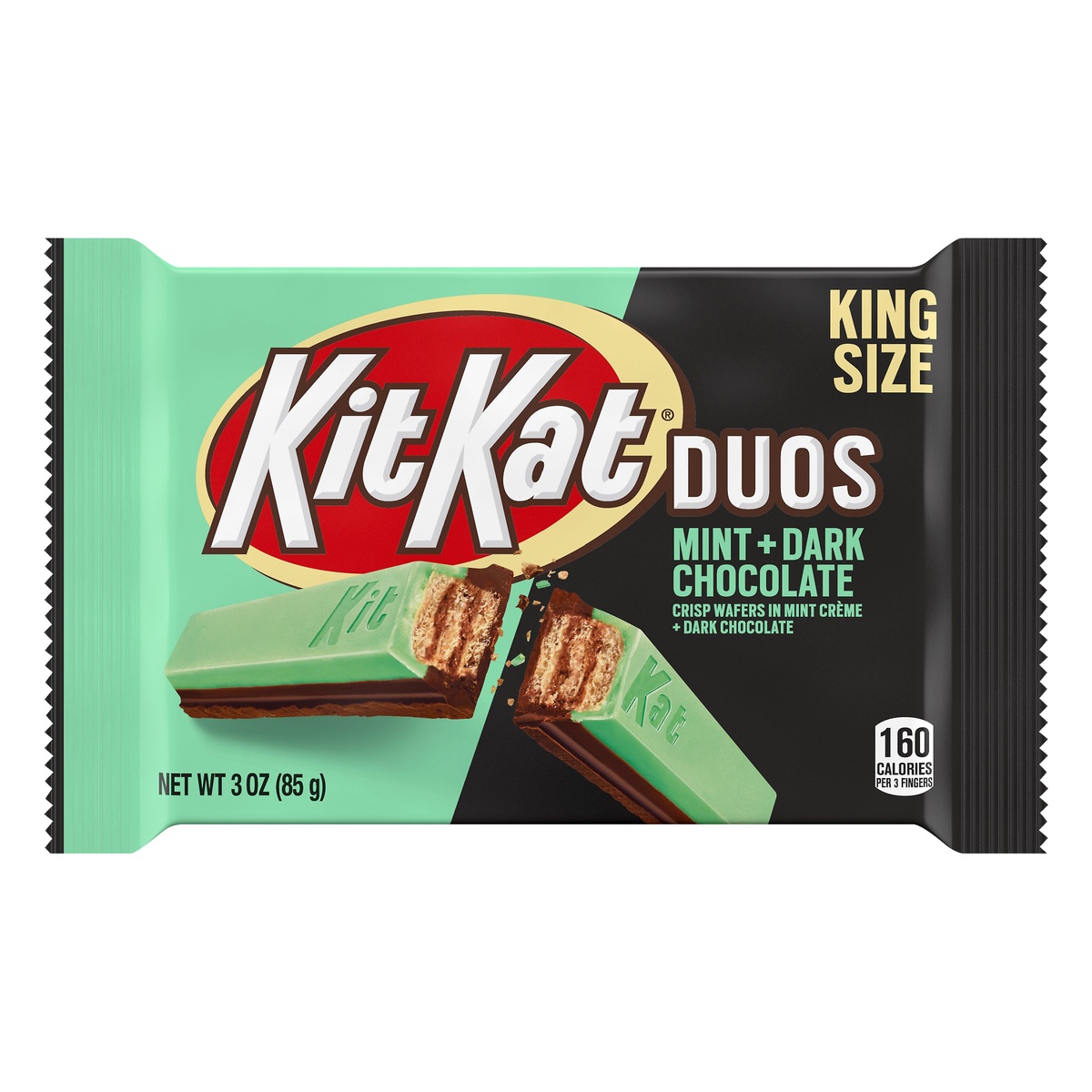 slide 1 of 1, Hershey's Kit Kat Duos Mint + Dark Chocolate King Size Bar, 3 oz