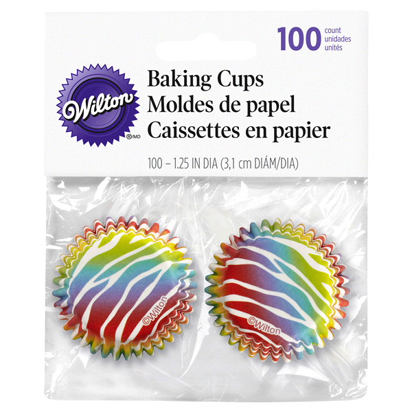 slide 1 of 1, Wilton Mini Baking Cup Liner, Zebra Brights, 100 ct