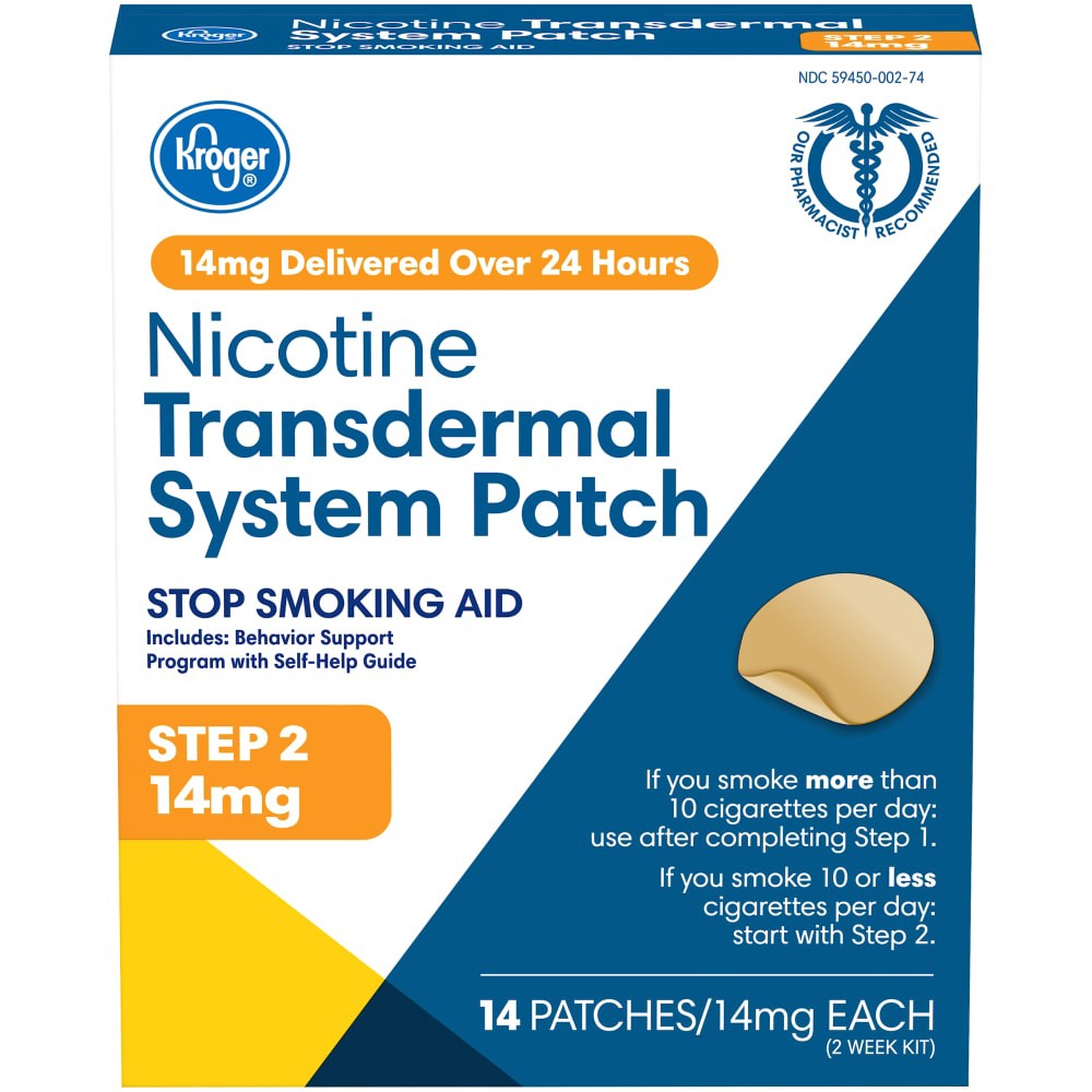 slide 1 of 4, Kroger Nicotine Transdermal System Patches Step 2, 14 ct