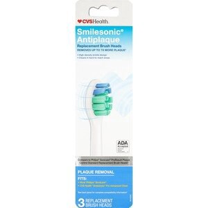 slide 1 of 1, CVS Health Smilesonic Antiplaque Replacement Brush Head, 3Ct, 1 ct