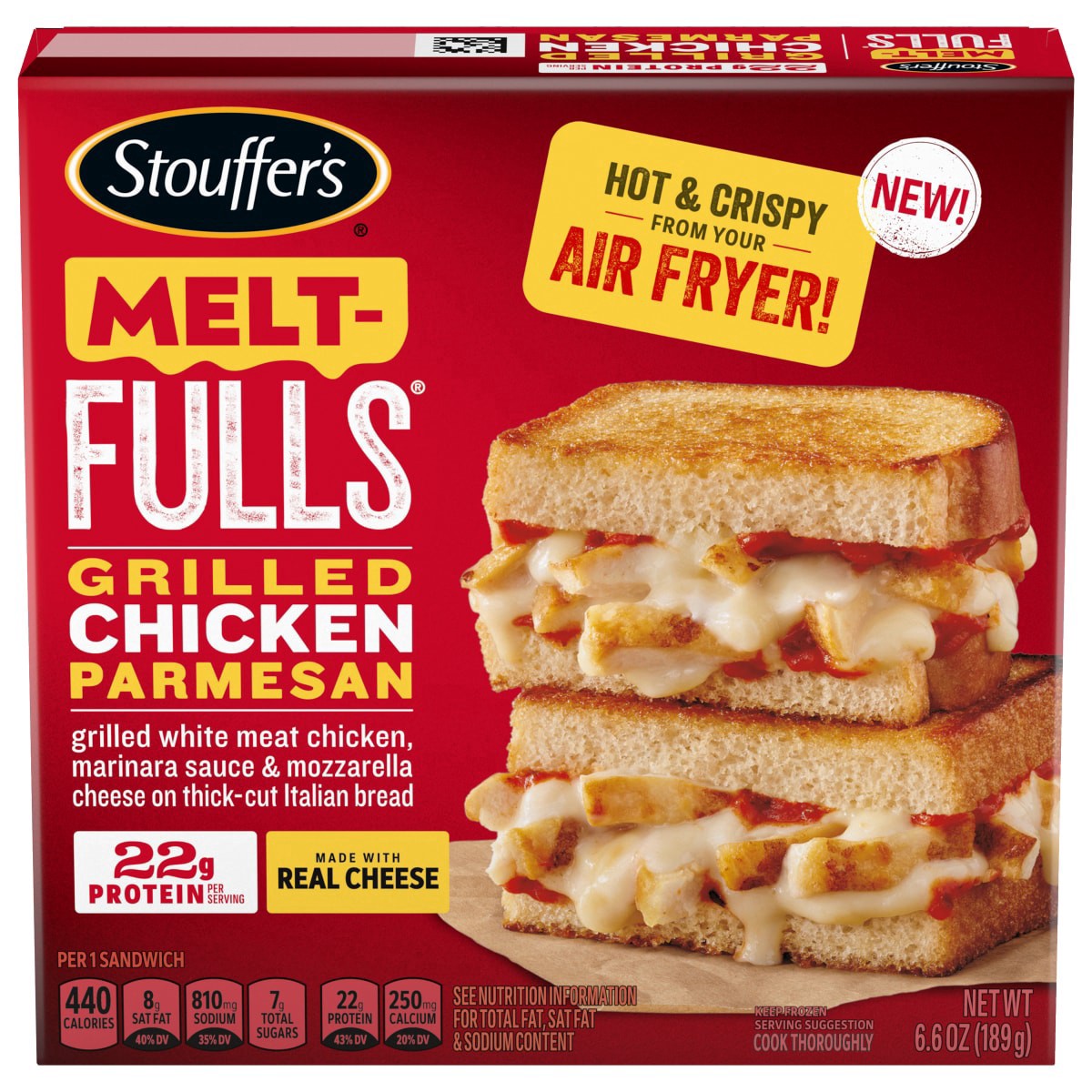 slide 1 of 5, Stouffer's Stouffer''s Melt-FULLS Grilled Chicken Parmesan Frozen Sandwiches, Chicken Parm, Frozen Chicken Sandwich, 6.6oz, 6.6 oz