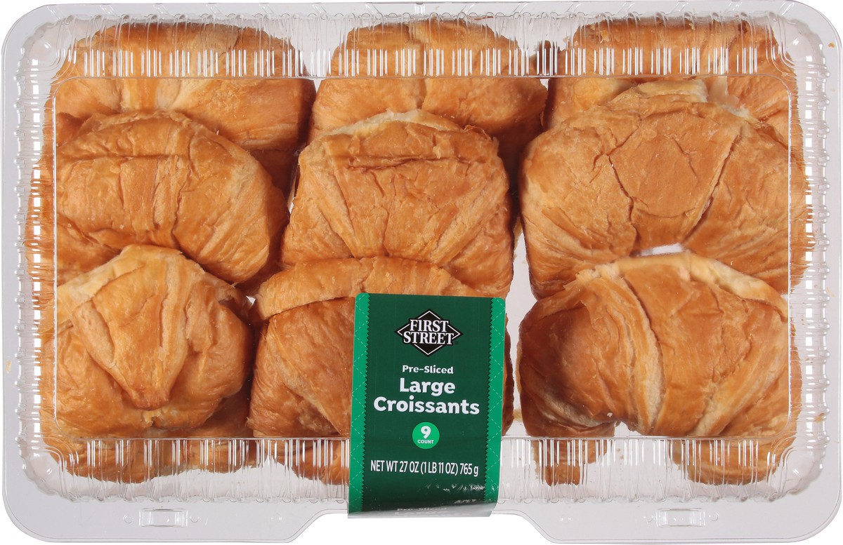 slide 13 of 14, First Street Large Sliced Croissant, 27 oz