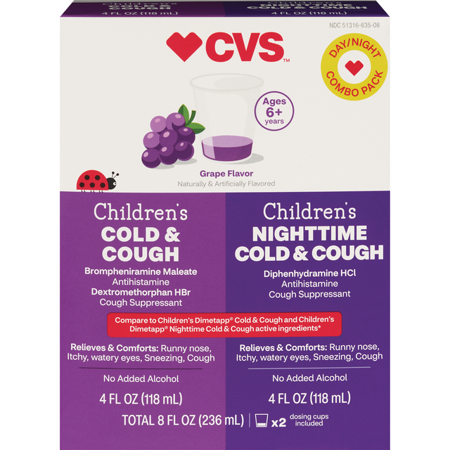 slide 1 of 1, Cvs Health Children's Day + Nighttime Cough & Chest Congestion Dm Liquid Combo Pack, 4 Oz, 4 oz