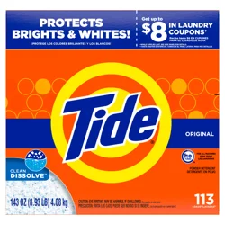 Tide Powder Laundry Detergent, Original, 113 loads, 143 oz