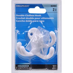 Hillman Double White Clothes Hook