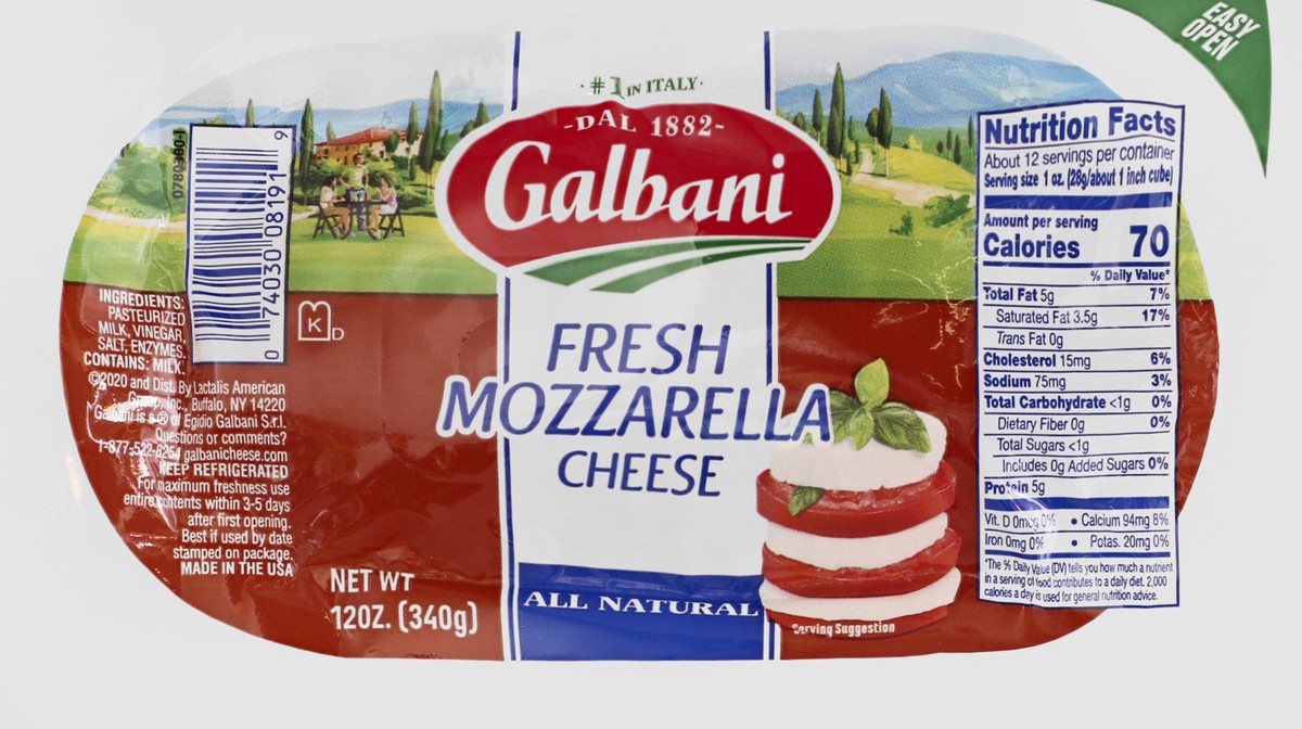 slide 6 of 9, Galbani Fresh Mozzarella Cheese 12 oz, 