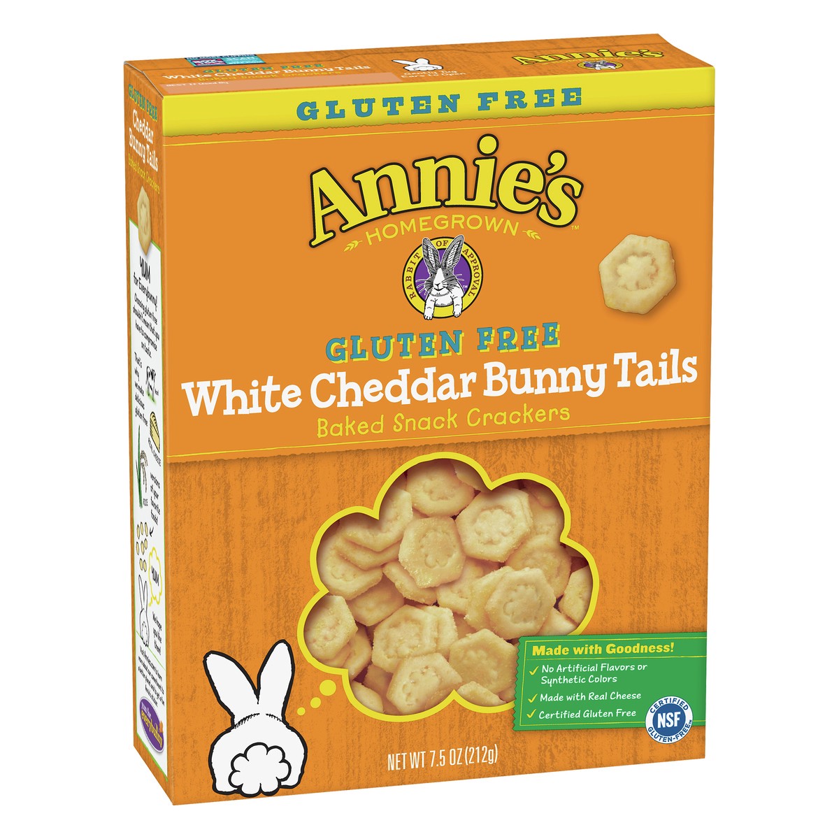 slide 2 of 10, Annie's Gluten Free White Cheddar Bunny Tails Baked Snack Crackers 7.5 oz, 7.5 oz