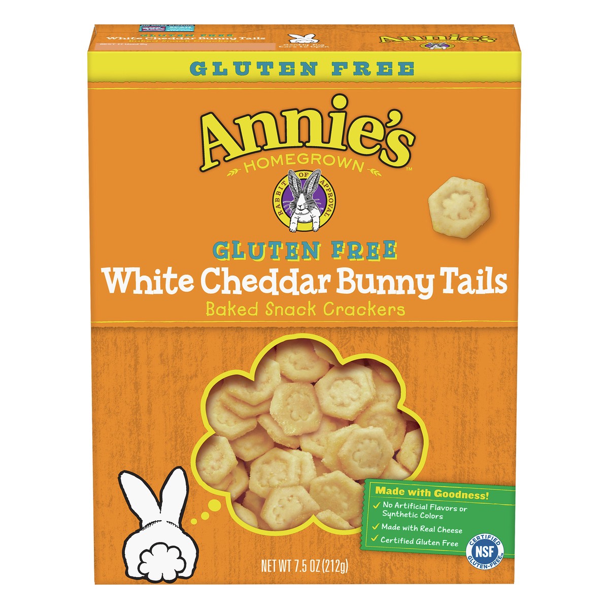 slide 1 of 10, Annie's Gluten Free White Cheddar Bunny Tails Baked Snack Crackers 7.5 oz, 7.5 oz