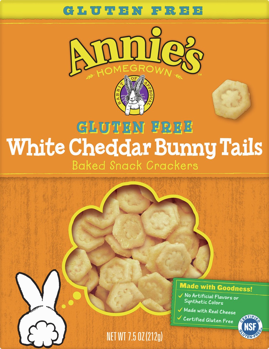 slide 9 of 10, Annie's Gluten Free White Cheddar Bunny Tails Baked Snack Crackers 7.5 oz, 7.5 oz