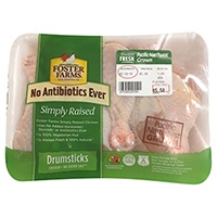 slide 1 of 1, Foster Farms Simply Raised Chicken Drumsticks Abf, per lb