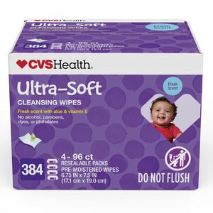 slide 1 of 1, CVS Health Ultra-Soft Cleansing Wipes, Scented, 96 Ct, 4 Pk, 1 ct
