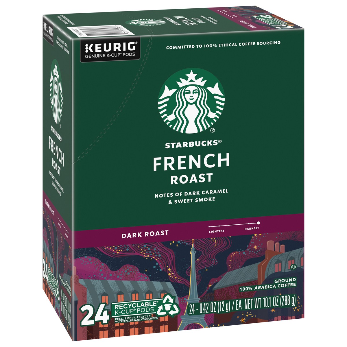 slide 3 of 13, Starbucks K-Cup Coffee Pods—Dark Roast Coffee—French Roast—100% Arabica—1 box - 24 ct, 1 ct