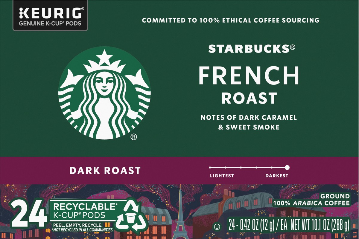 slide 13 of 13, Starbucks K-Cup Coffee Pods—Dark Roast Coffee—French Roast—100% Arabica—1 box - 24 ct, 1 ct