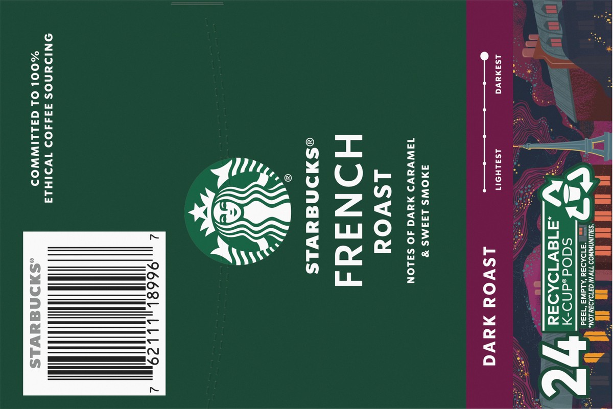 slide 12 of 13, Starbucks K-Cup Coffee Pods—Dark Roast Coffee—French Roast—100% Arabica—1 box - 24 ct, 1 ct