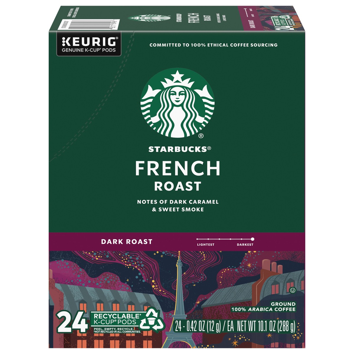 slide 10 of 13, Starbucks K-Cup Coffee Pods—Dark Roast Coffee—French Roast—100% Arabica—1 box - 24 ct, 1 ct