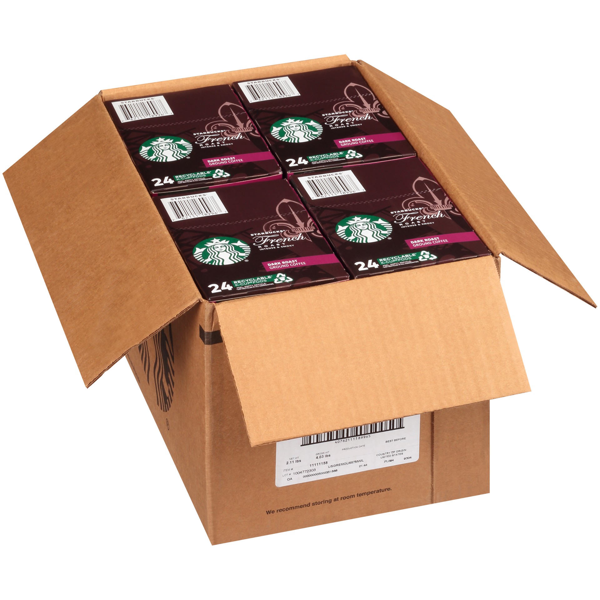 slide 1 of 13, Starbucks K-Cup Coffee Pods—Dark Roast Coffee—French Roast—100% Arabica—1 box - 24 ct, 1 ct