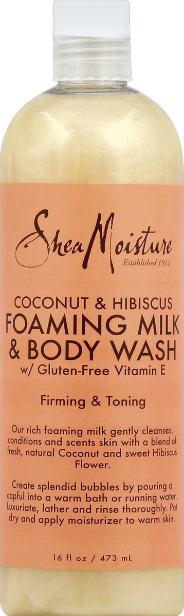 slide 3 of 5, SheaMoisture Coconut & Hibiscus Foaming Milk and Body Wash, 16 fl oz