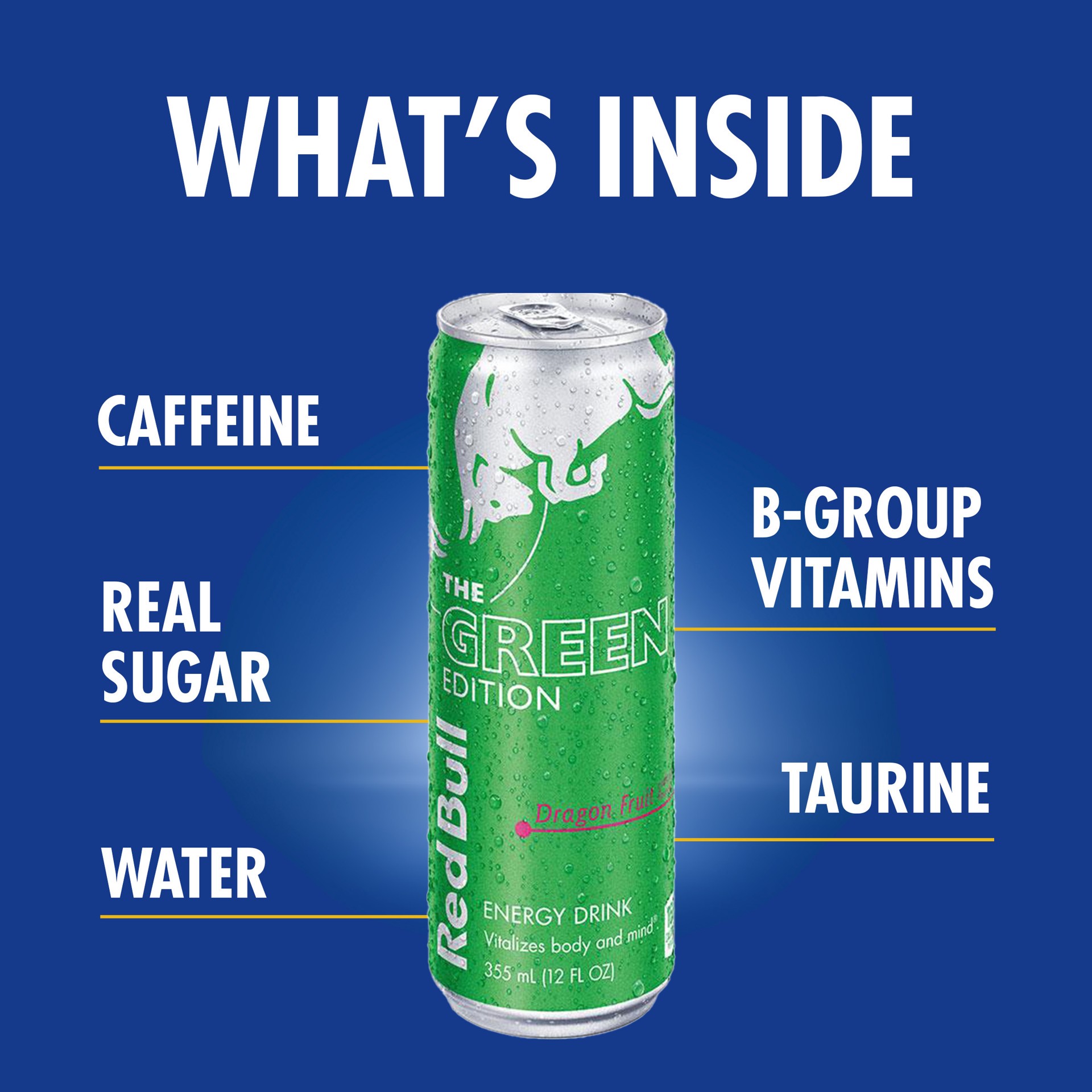 slide 3 of 4, Red Bull Green Edition Dragon Fruit Energy Drink, 12 Fl Oz, 4 Cans, 4 ct; 12 fl oz