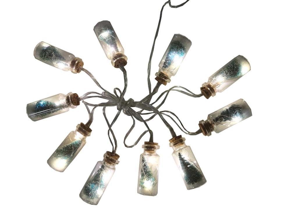 slide 1 of 1, Holiday Home Led Tree Glass Bottle Lights - Green, 10 ct