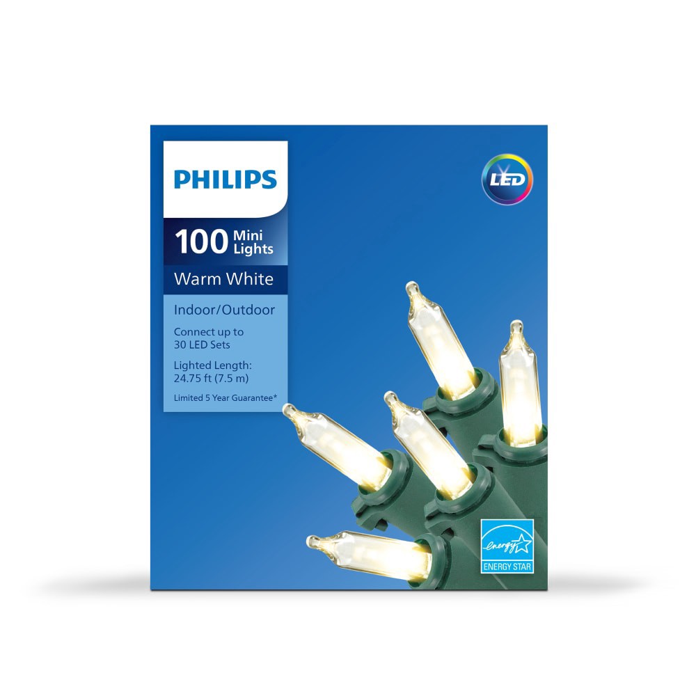 slide 4 of 6, Philips LED 100 Mini Lights, Warm White, 24.7 ft ltd