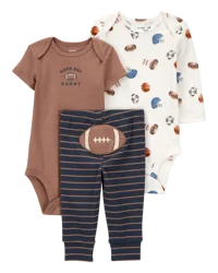 Carter's Baby Boy 3-Piece Football Little Character Set® Brown 12M