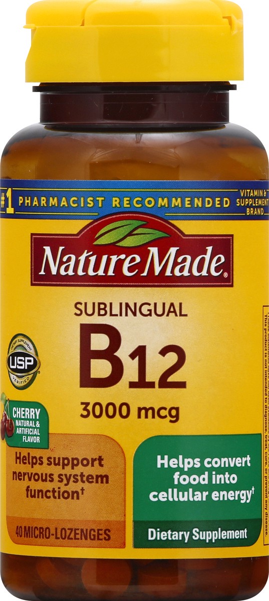 slide 9 of 9, Nature Made Vitamin B12 3000 mcg, Easy to Take Sublingual B12 for Energy Metabolism Support, 40 Sugar Free Fast Dissolve Tablets, 40 Day Supply, 40 ct