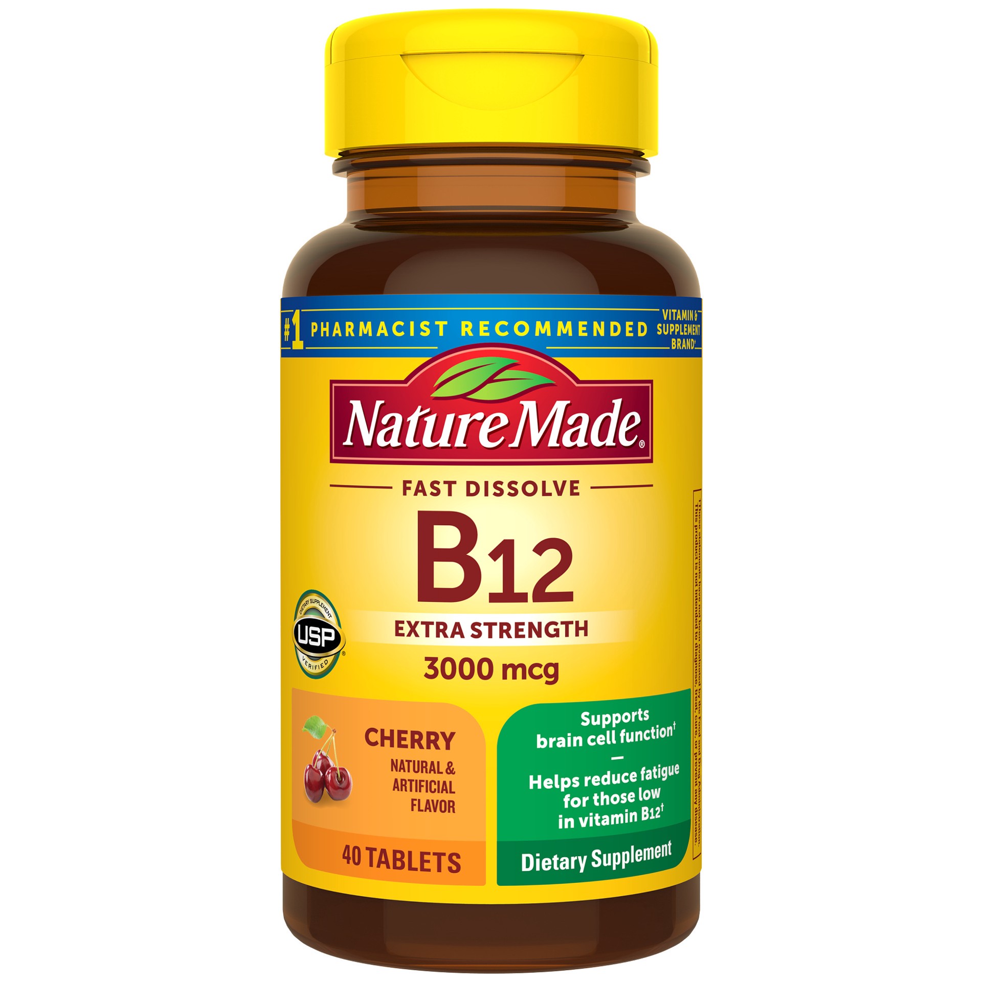 slide 1 of 9, Nature Made Vitamin B12 3000 mcg, Easy to Take Sublingual B12 for Energy Metabolism Support, 40 Sugar Free Fast Dissolve Tablets, 40 Day Supply, 40 ct