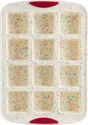 Trudeau Confetti Fuchsia Brownie Pan, 12 ct