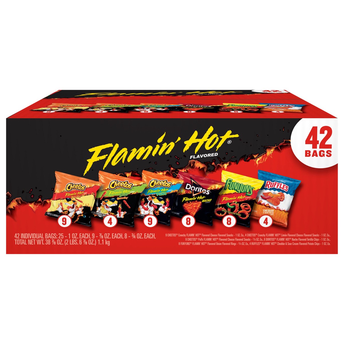 slide 1 of 10, Frito-Lay Flamin Hot Variety Pack, 38 7/8 oz x 42, 42 ct