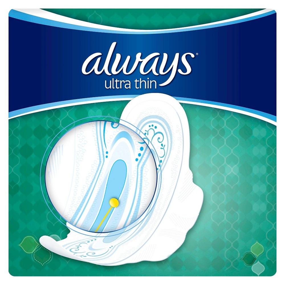 slide 5 of 5, Always Ultra Thin Overnight Pads, 52 ct