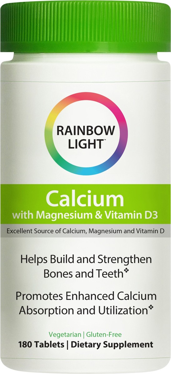 slide 2 of 7, Rainbow Light Calcium With Magnesium and Vitamin D3 Tablets, 180 Count, 1 Box, 180 ct