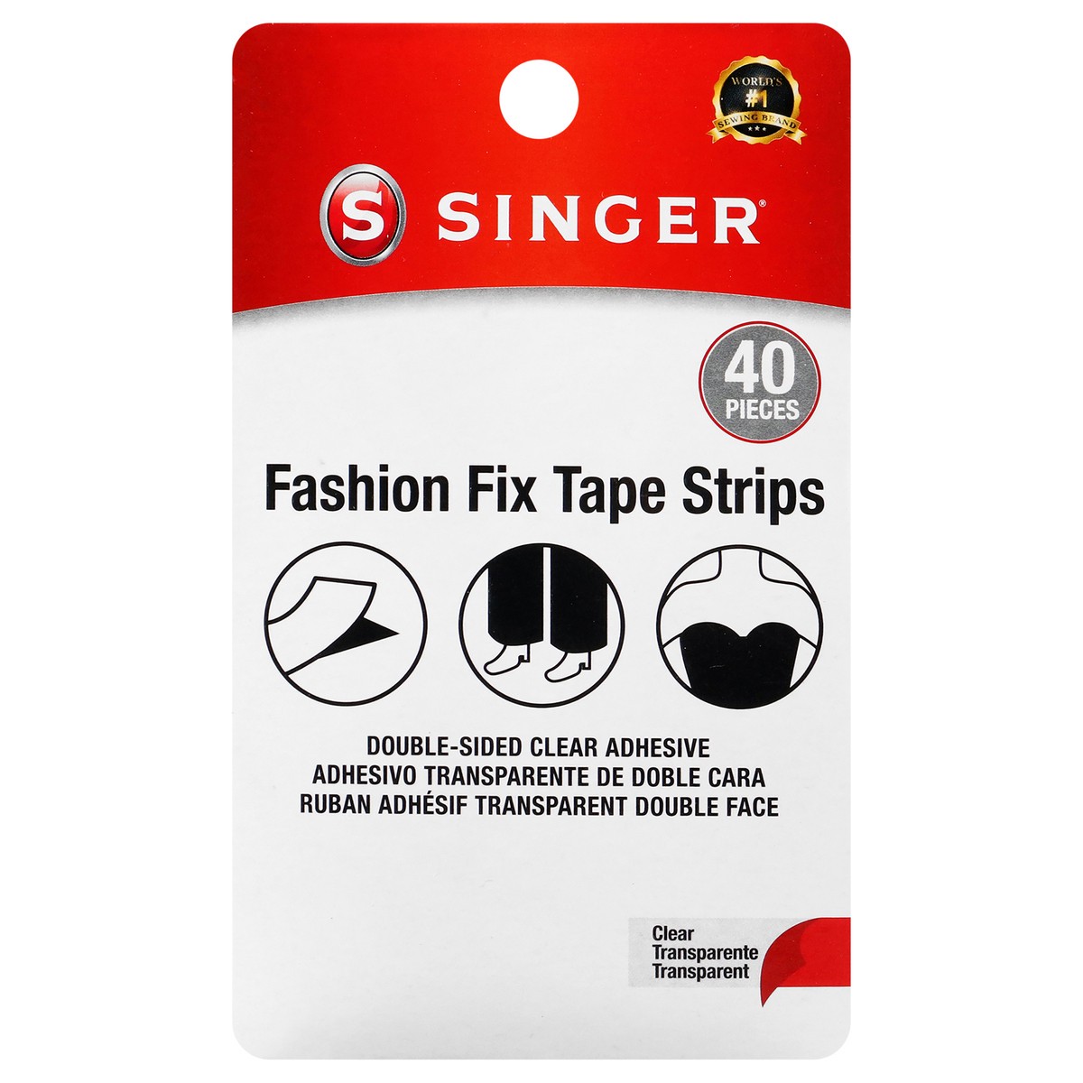 slide 1 of 6, SINGER Oh No! Fix It Pre-Cut Double Sided Tape Strips, ¾” wide x 3 ¼”, 40 ct