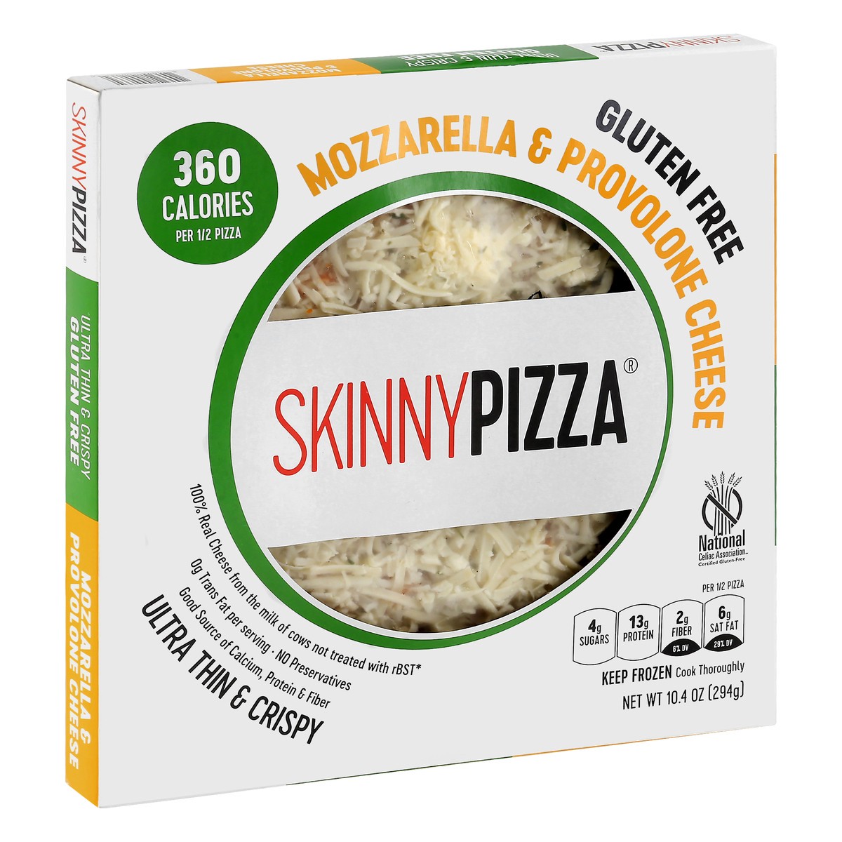 slide 11 of 13, SkinnyPizza Gluten Free Ultra Thin & Crispy Mozzarella & Provolone Cheese Pizza 10.4 oz, 10.4 oz