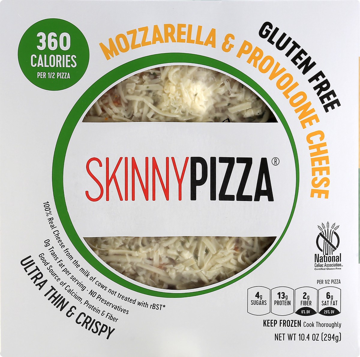 slide 10 of 13, SkinnyPizza Gluten Free Ultra Thin & Crispy Mozzarella & Provolone Cheese Pizza 10.4 oz, 10.4 oz