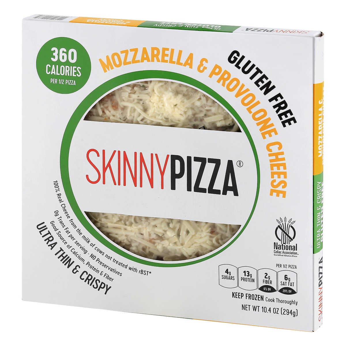 slide 9 of 13, SkinnyPizza Gluten Free Ultra Thin & Crispy Mozzarella & Provolone Cheese Pizza 10.4 oz, 10.4 oz