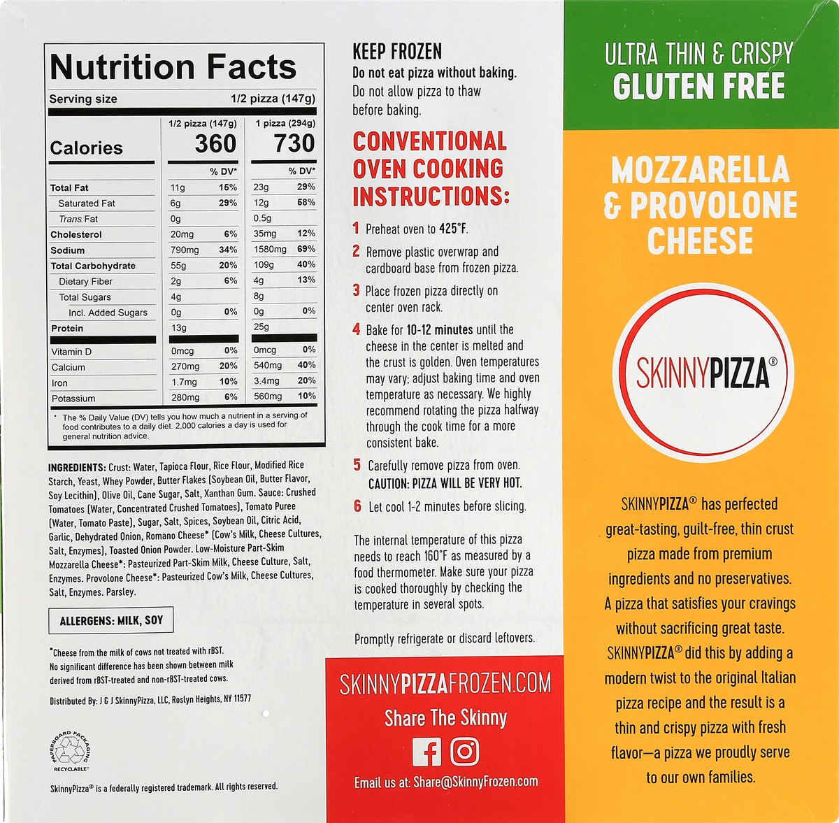 slide 12 of 13, SkinnyPizza Gluten Free Ultra Thin & Crispy Mozzarella & Provolone Cheese Pizza 10.4 oz, 10.4 oz