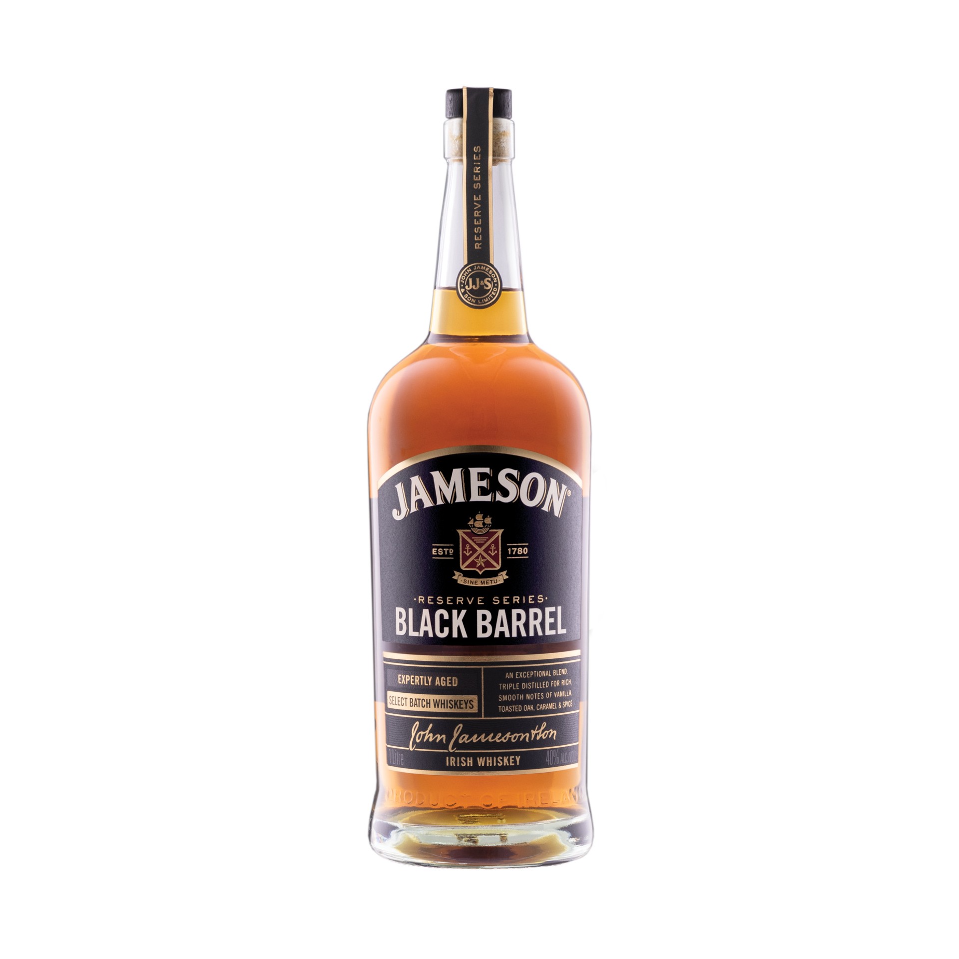 slide 1 of 10, Jameson Black Barrel Irish Whiskey, 1 L Bottle, 40% ABV, 1 liter