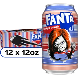 Fanta Chucky's Punch Fruit Punch Caffeine Free Soda Soft Drink, Halloween Edition, 12 fl oz Cans, 12 Pack