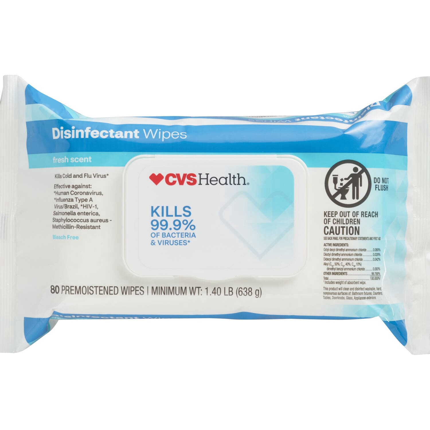 slide 1 of 1, CVS Health Disinfecting Wipes Fresh, 1 ct